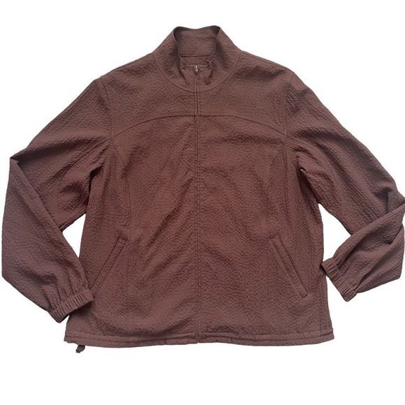ORVIS Brown Zip Up Windbreaker Women's‎ Vented Light Jacket Size Petite L… - Picture 1 of 4